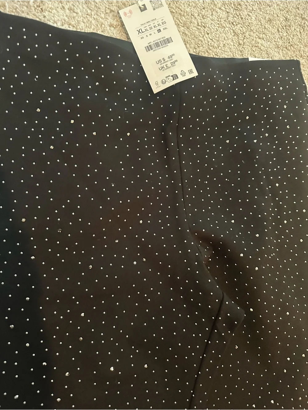 Black Sparkle Leggings with Dot Embellishments